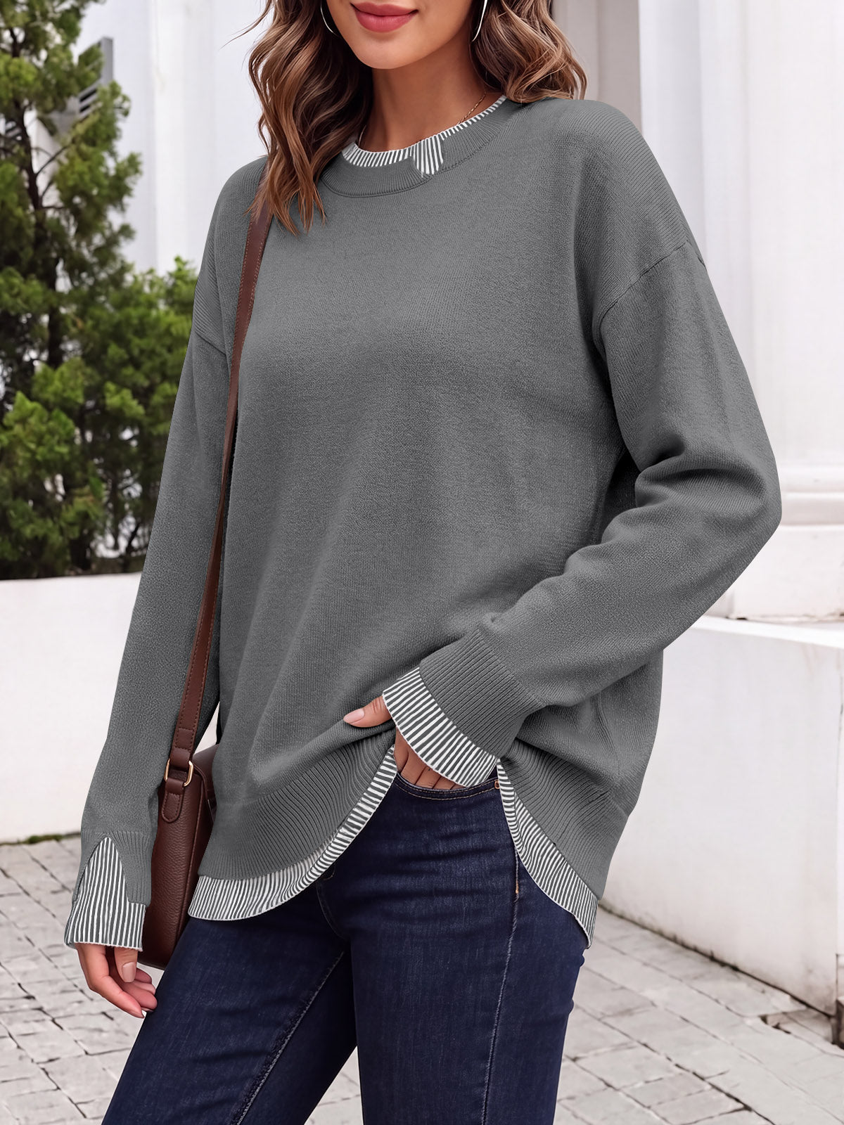 Saodimallsu Womens Crewneck Long Sleeve Sweater