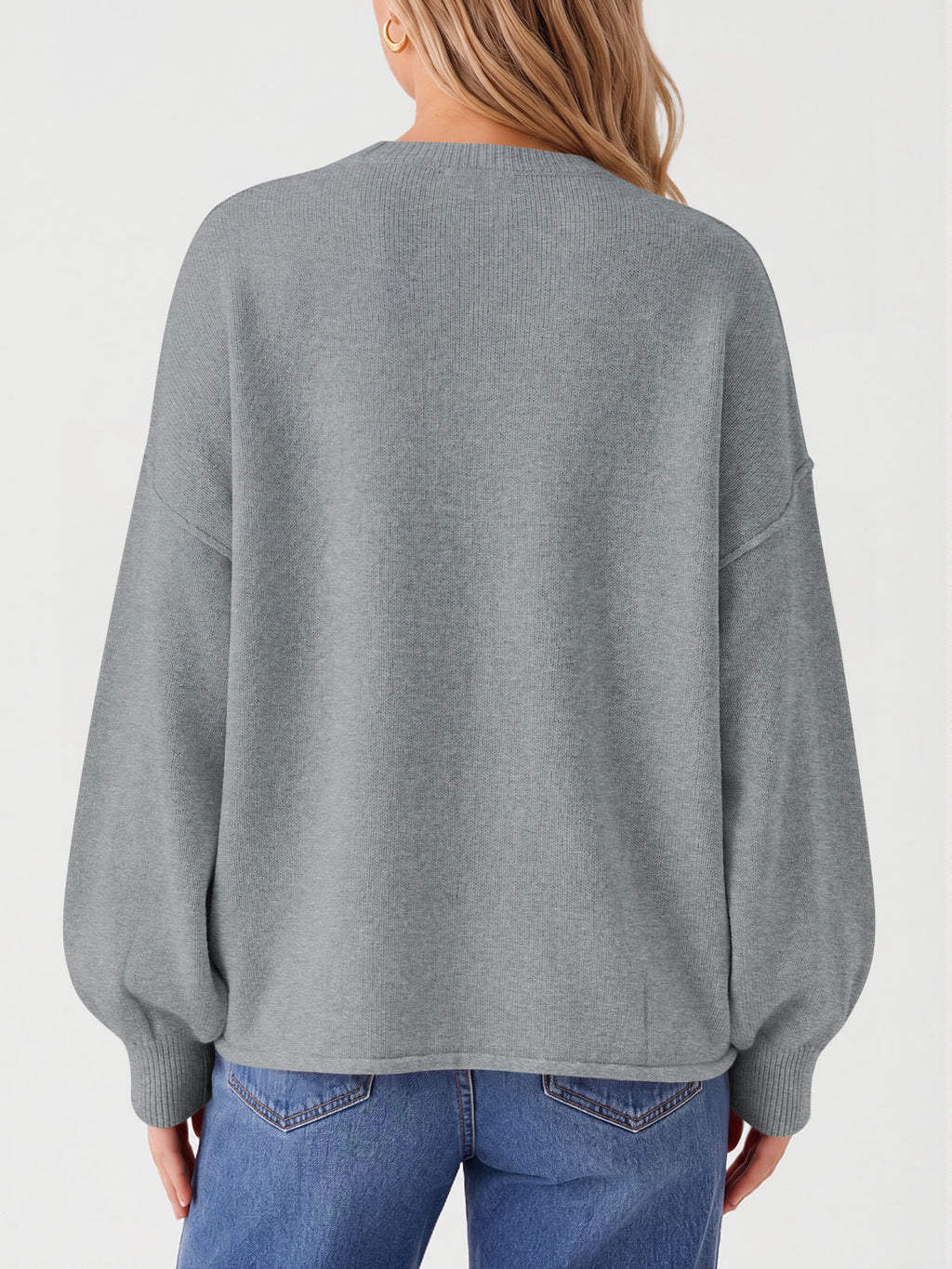 Saodimallsu Womens Oversized Crewneck Knit Pullover Tops