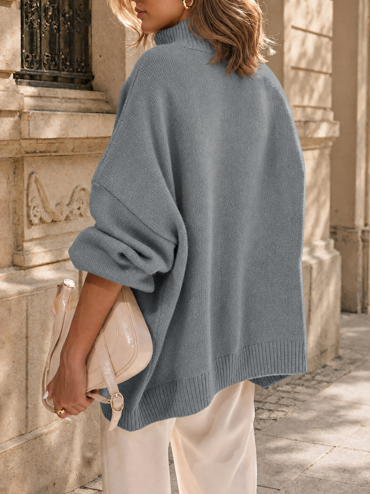 Saodimallsu Womens Mock Neck Oversized Sweater
