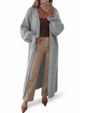 Saodimallsu Womens Ruffle Long Knit Cardigan