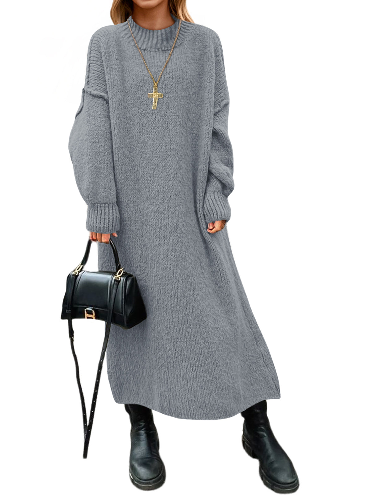 Saodimallsu Womens Mock Neck Sweater Dress