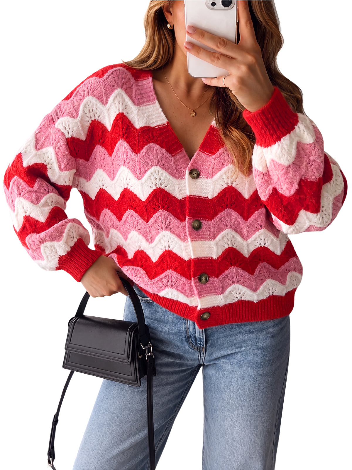 Saodimallsu Women Oversized Striped Cardigan