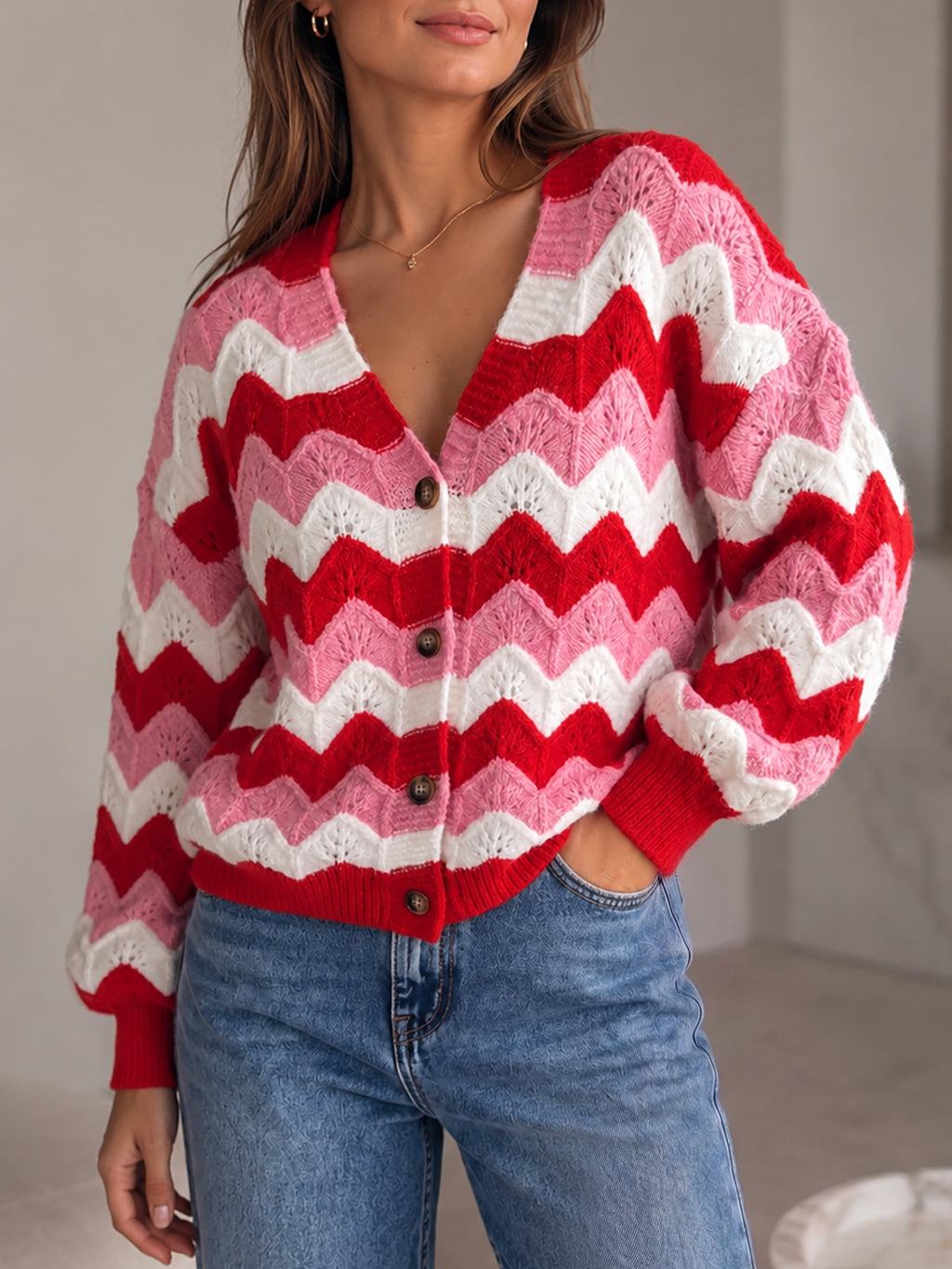 Saodimallsu Women Oversized Striped Cardigan