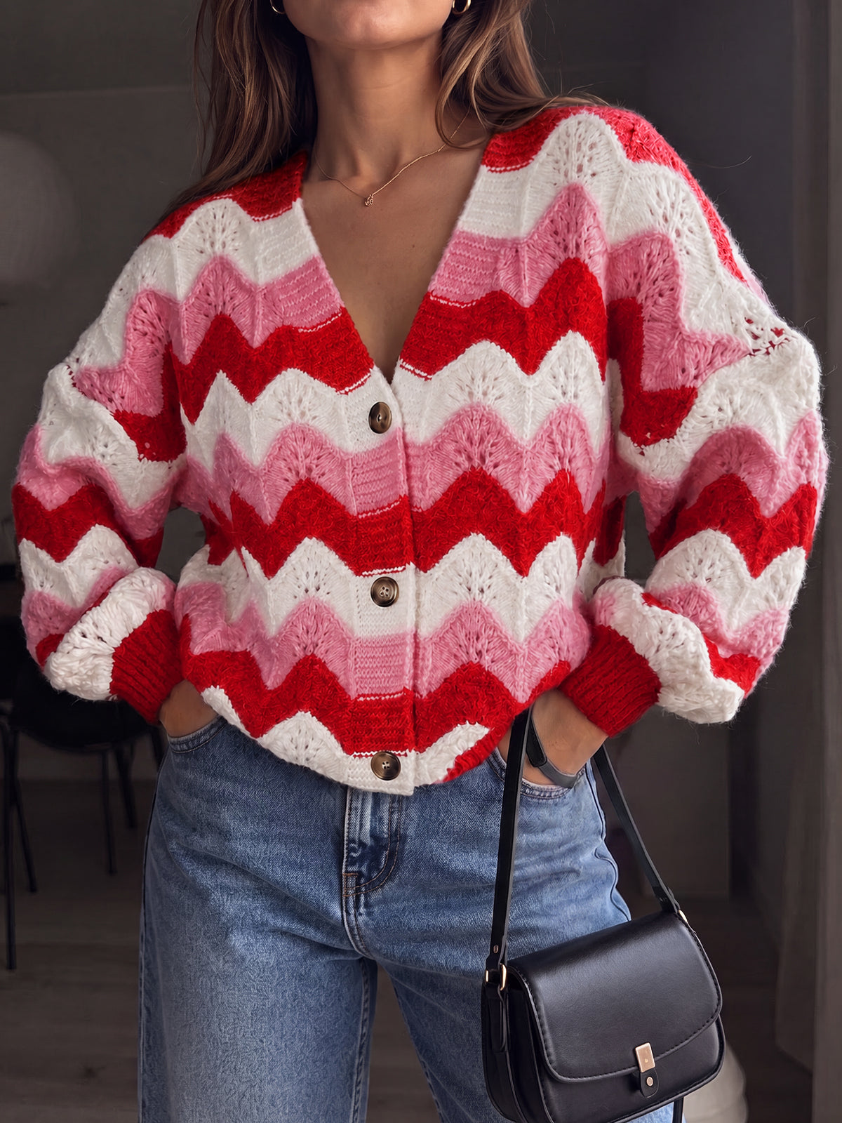 Saodimallsu Women Oversized Striped Cardigan