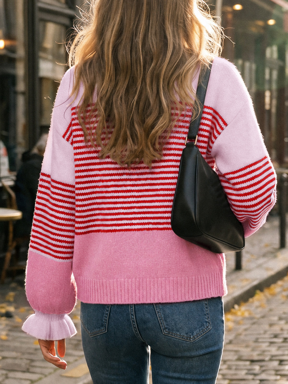 Saodimallsu Women Ruffle Sleeve Sweater