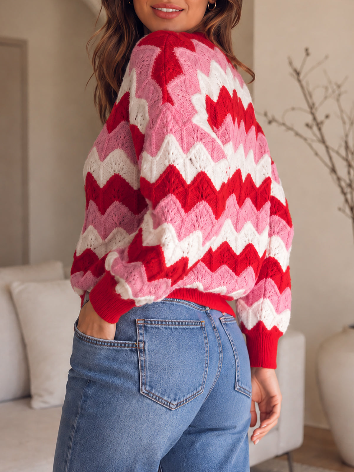 Saodimallsu Women Oversized Striped Cardigan