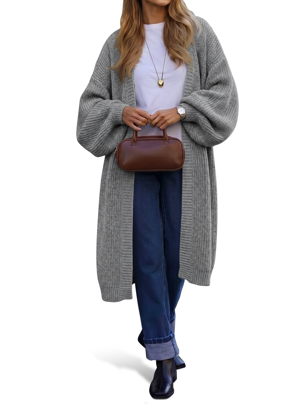 Saodimallsu Womens Oversized Long Open Front Cardigan