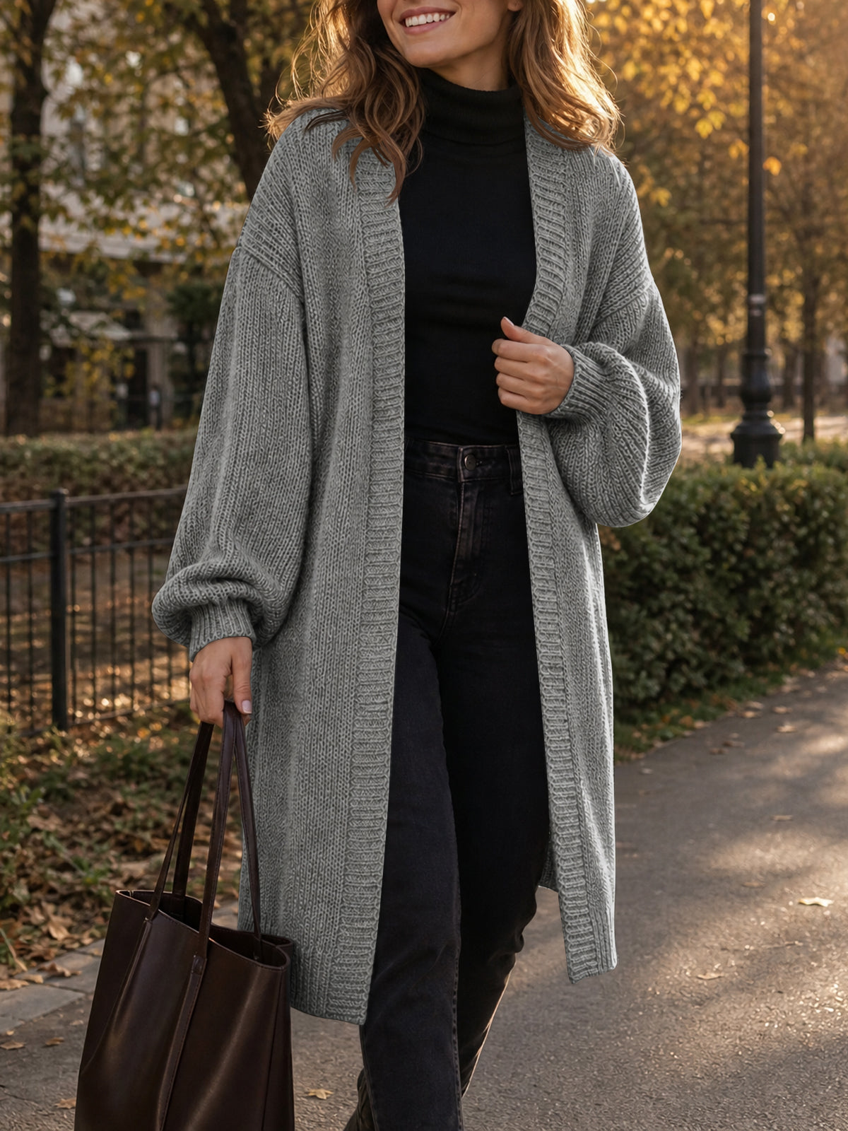 Saodimallsu Womens Oversized Long Open Front Cardigan