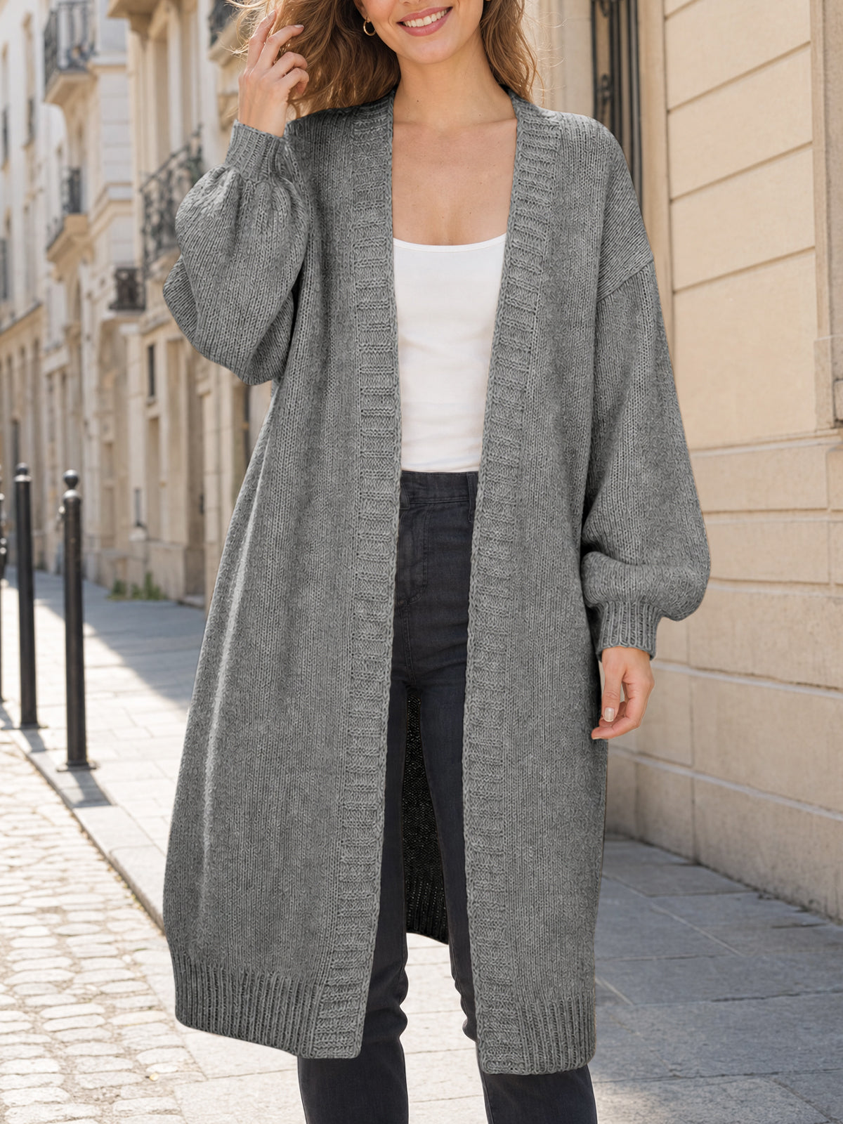 Saodimallsu Womens Oversized Long Open Front Cardigan