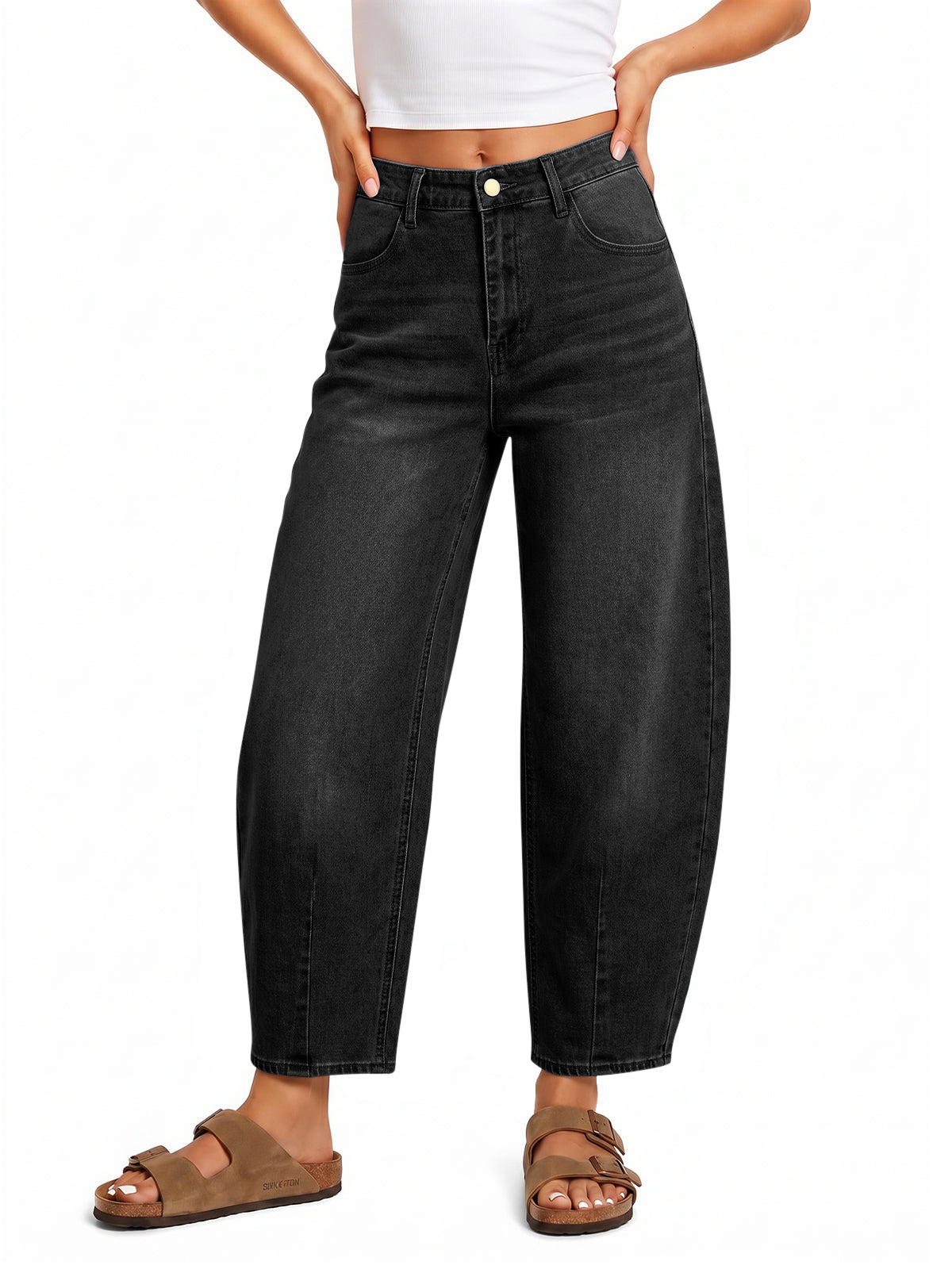 Saodimallsu Women Barrel High Waisted Wide Leg Jeans