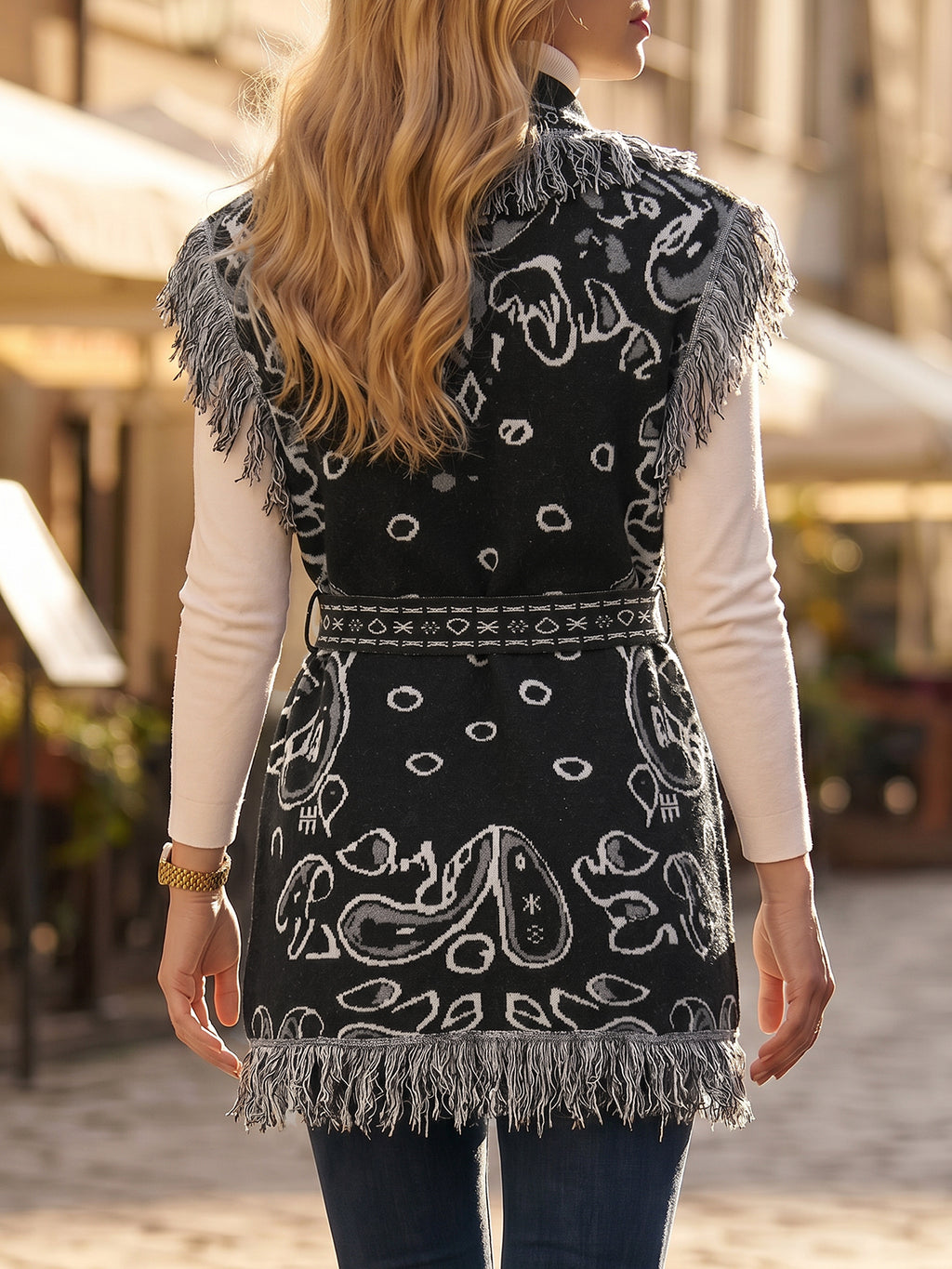 Saodimallsu Women Fringe Knit Cardigan