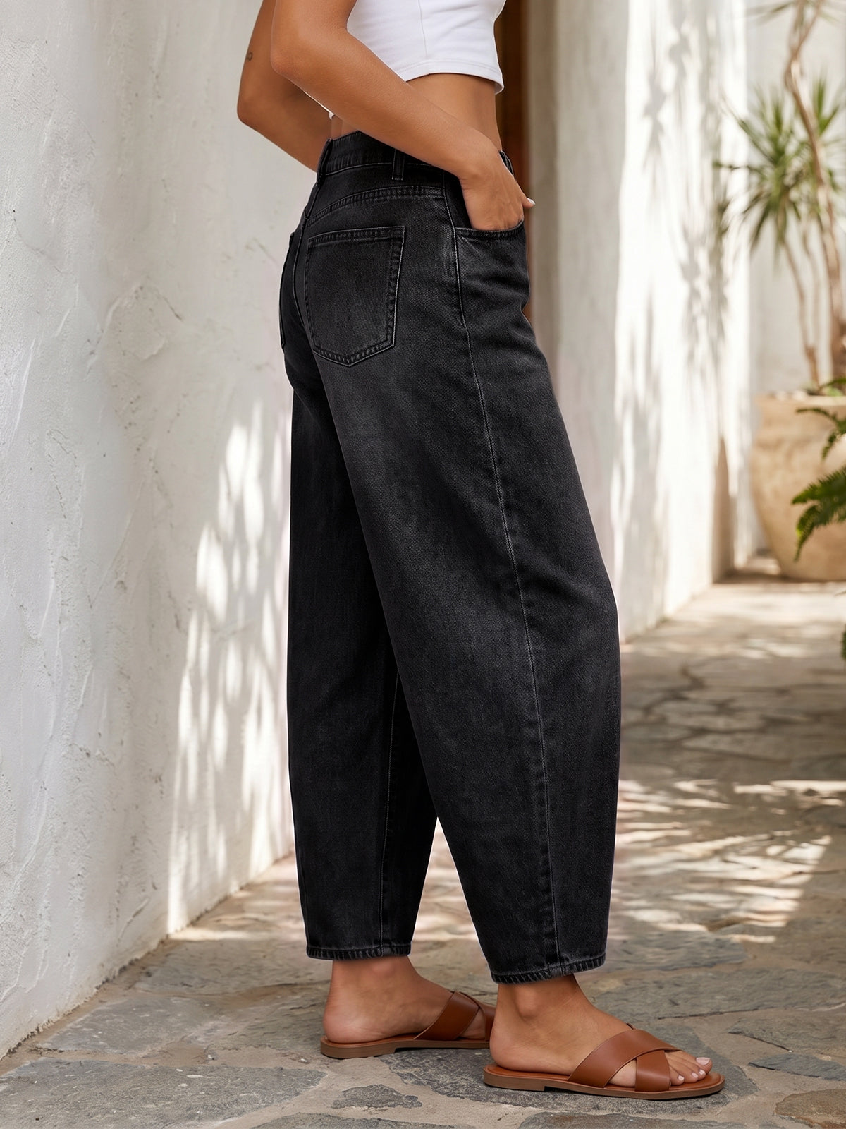 Saodimallsu Women Barrel High Waisted Wide Leg Jeans