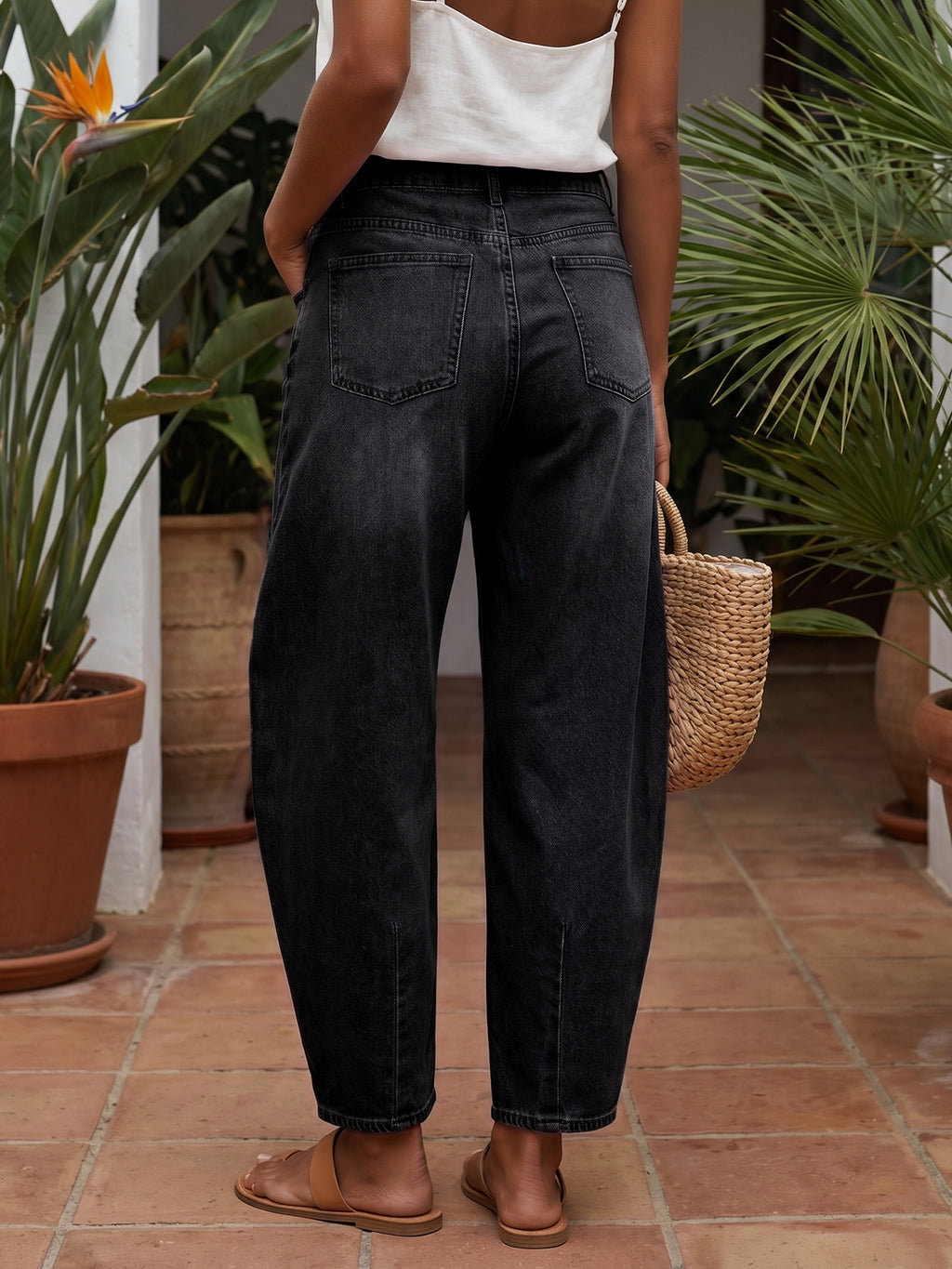 Saodimallsu Women Barrel High Waisted Wide Leg Jeans