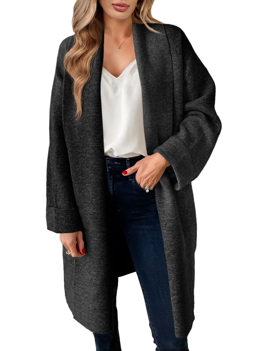 Saodimallsu Black Womens Long Cardigan