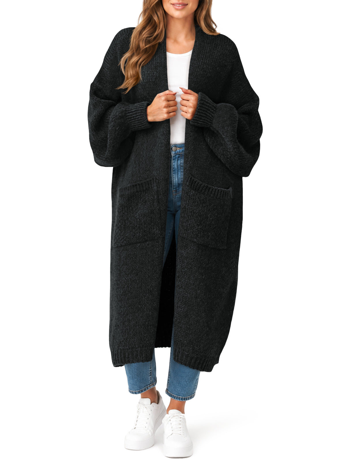 Saodimallsu Womens Oversized Open Front Cardigan