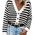 Saodimallsu Womens Striped V Neck Cardigan