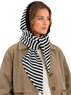 Saodimallsu Womens Striped Hooded Scarf Knit Hat