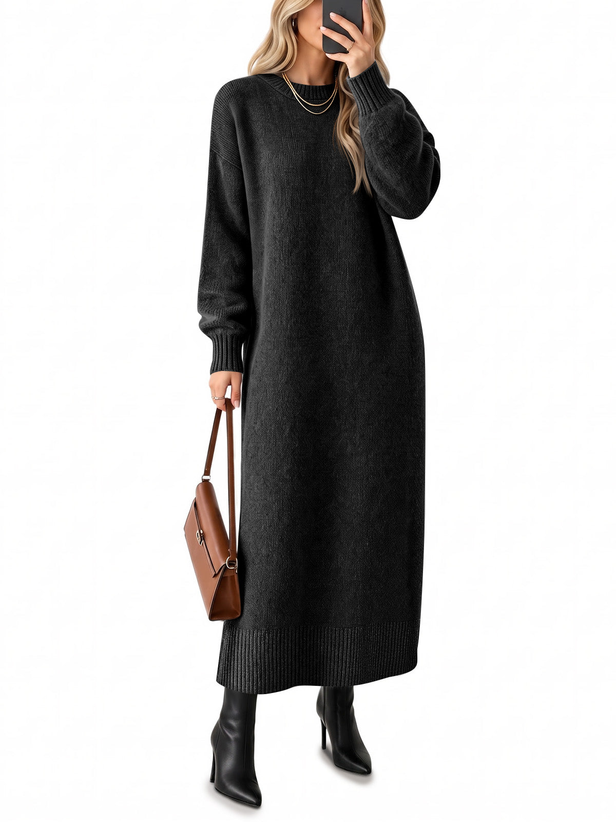 Saodimallsu Women Long Sleeve Maxi Sweater Dress