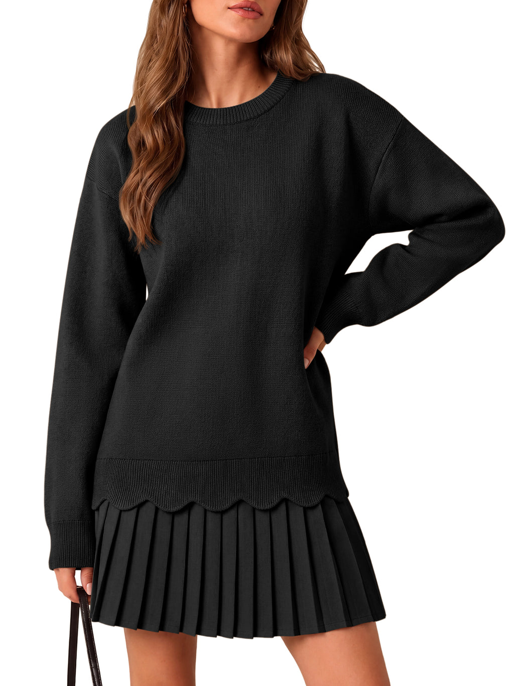 Saodimallsu Women Pleated Sweater Dress