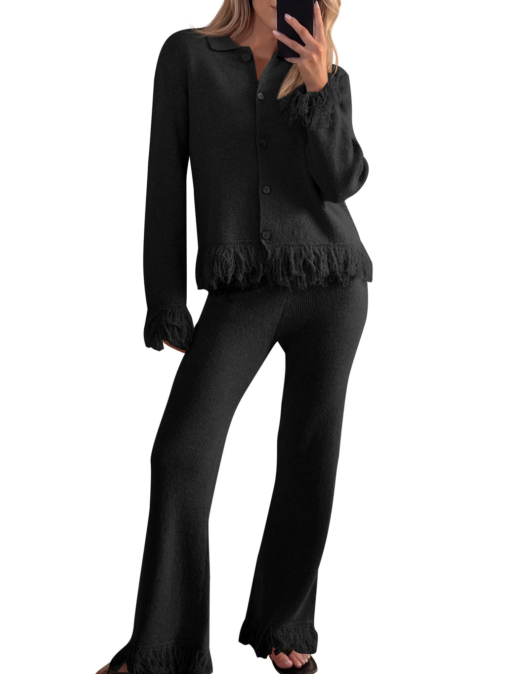 Saodimallsu Womens Fringe Sweater Sets