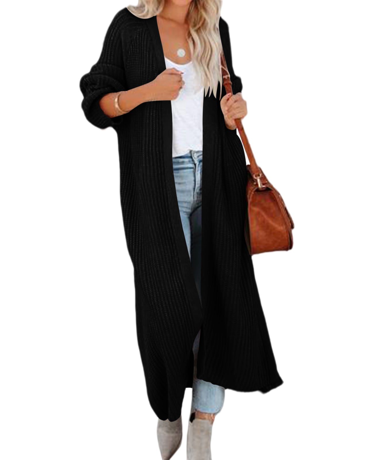 Saodimallsu Women Open Front Knit Cardigan