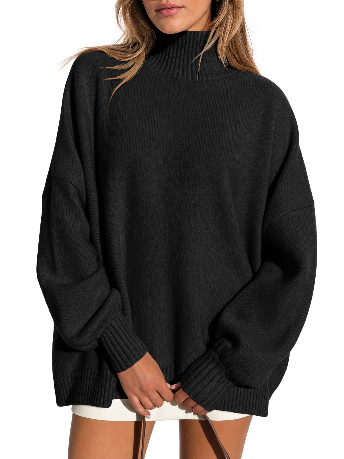 Saodimallsu Womens Mock Neck Oversized Sweater