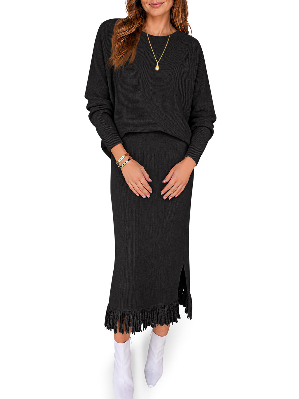Saodimallsu Women Sweater Dress Set