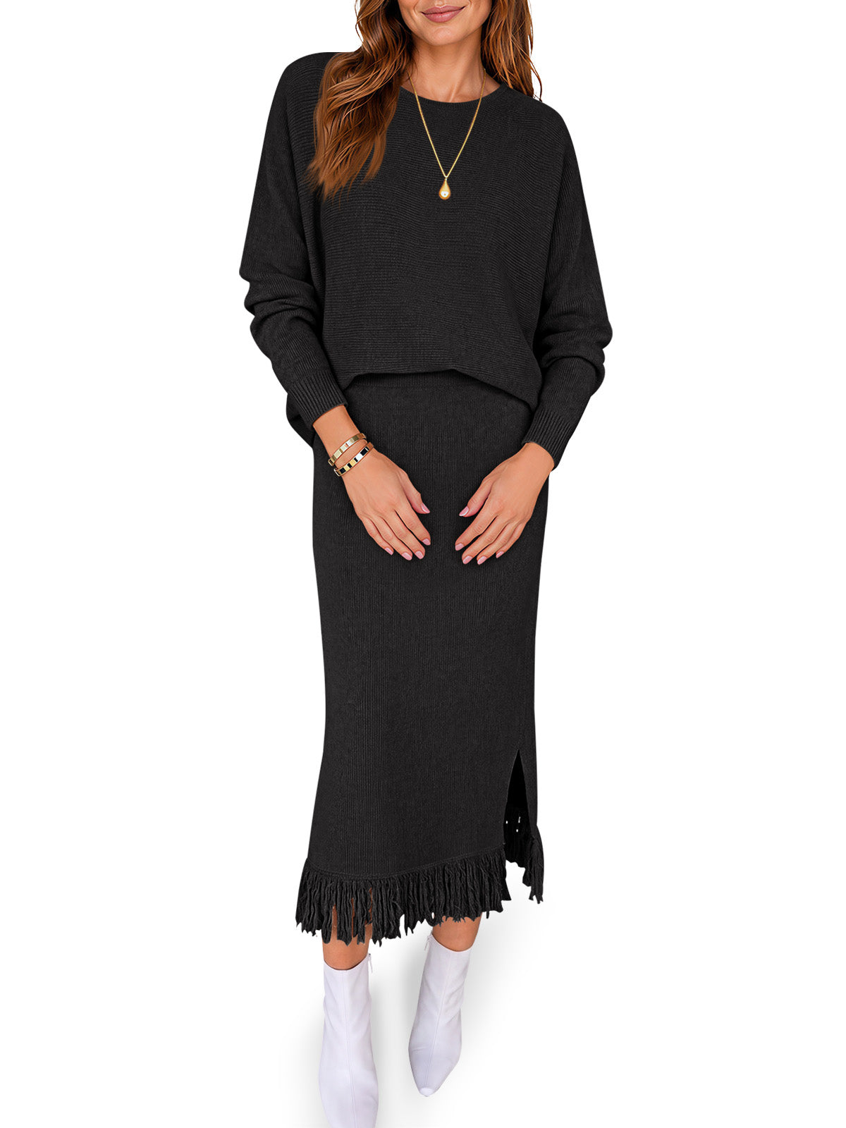 Saodimallsu Women Sweater Dress Set