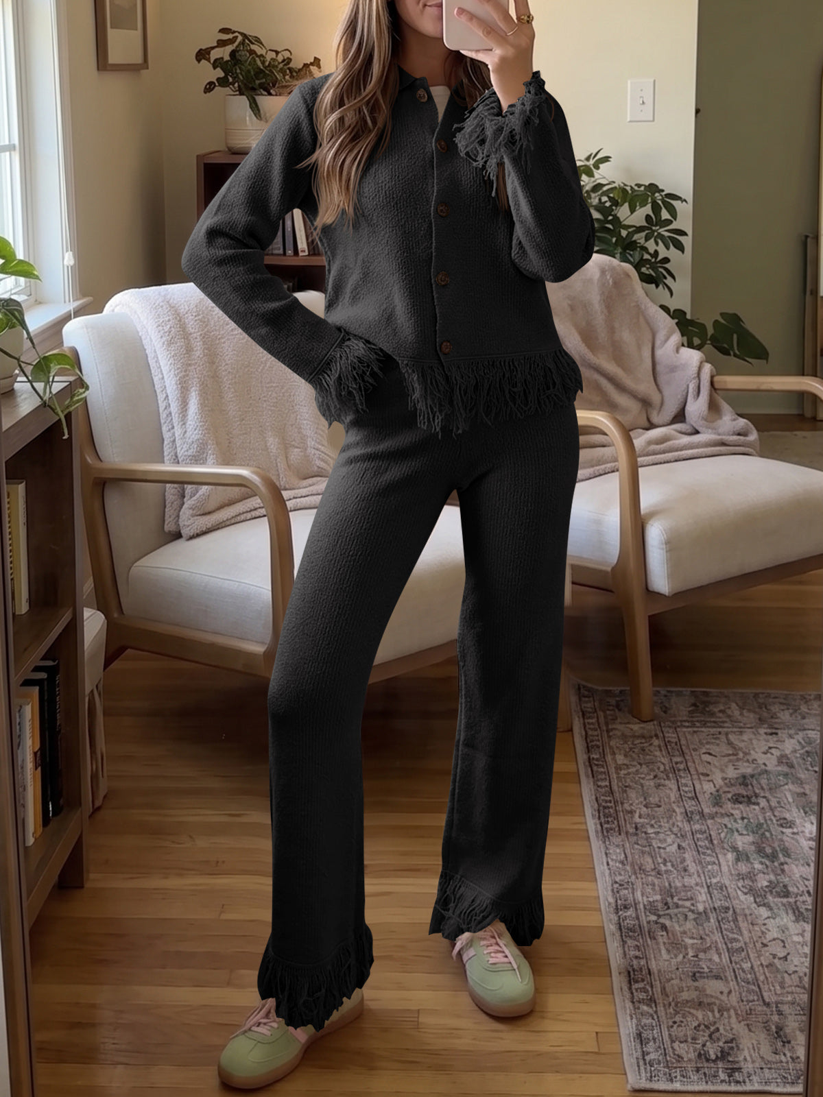 Saodimallsu Womens Fringe Sweater Sets