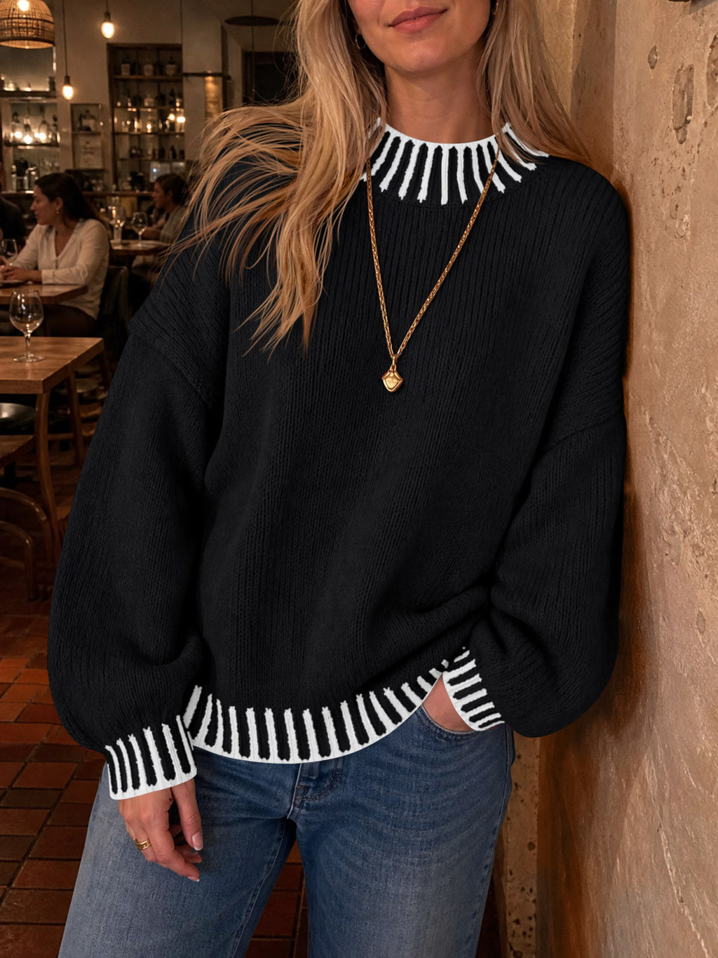 Saodimallsu Womens Chunky Mock Neck Sweater