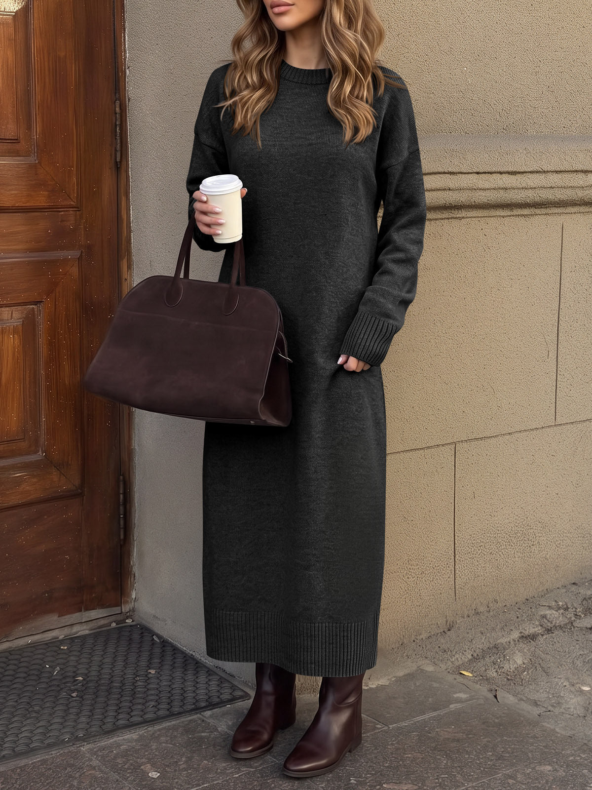Saodimallsu Women Long Sleeve Maxi Sweater Dress