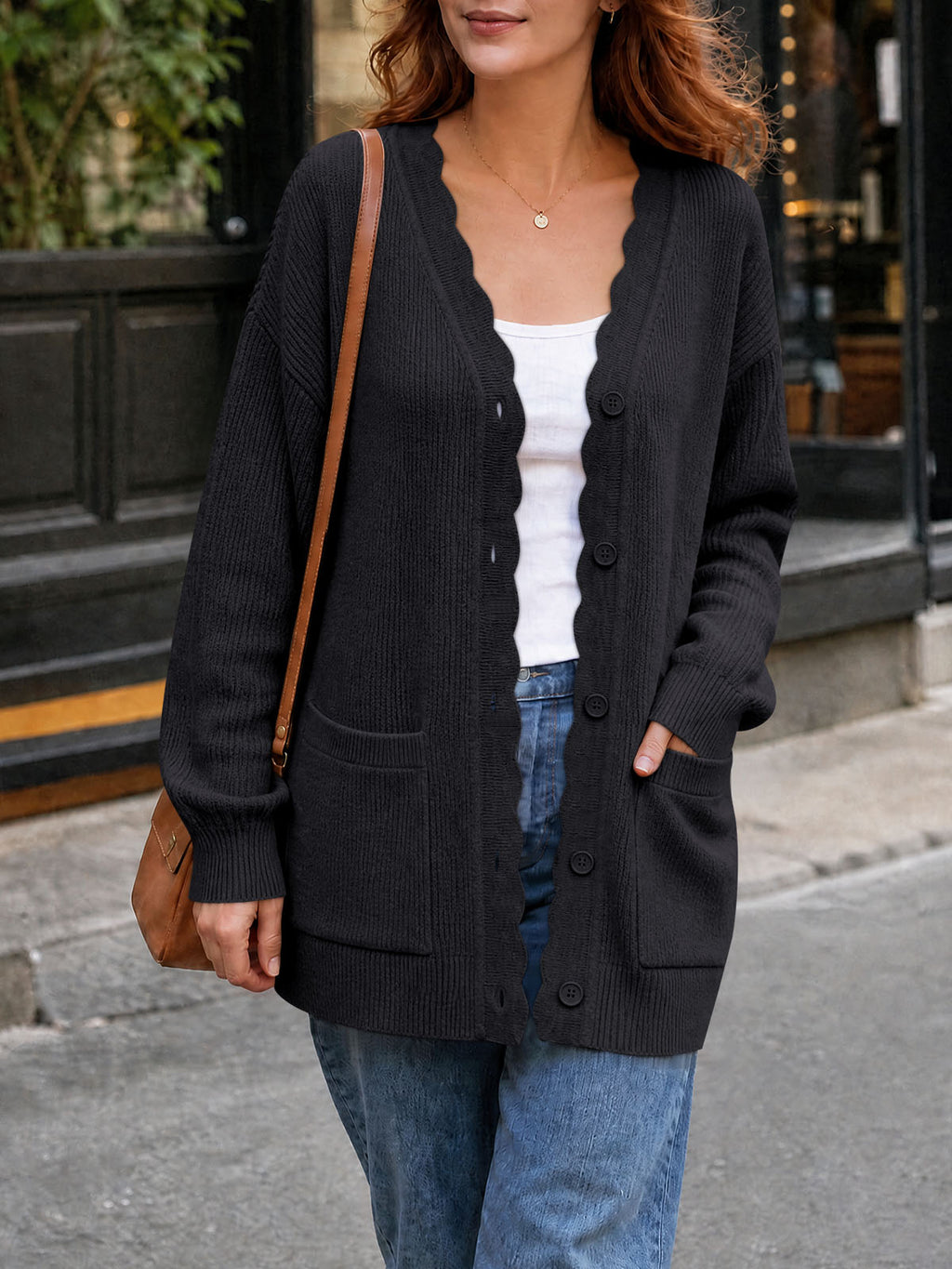Saodimallsu Womens Oversized V Neck  Cardigan