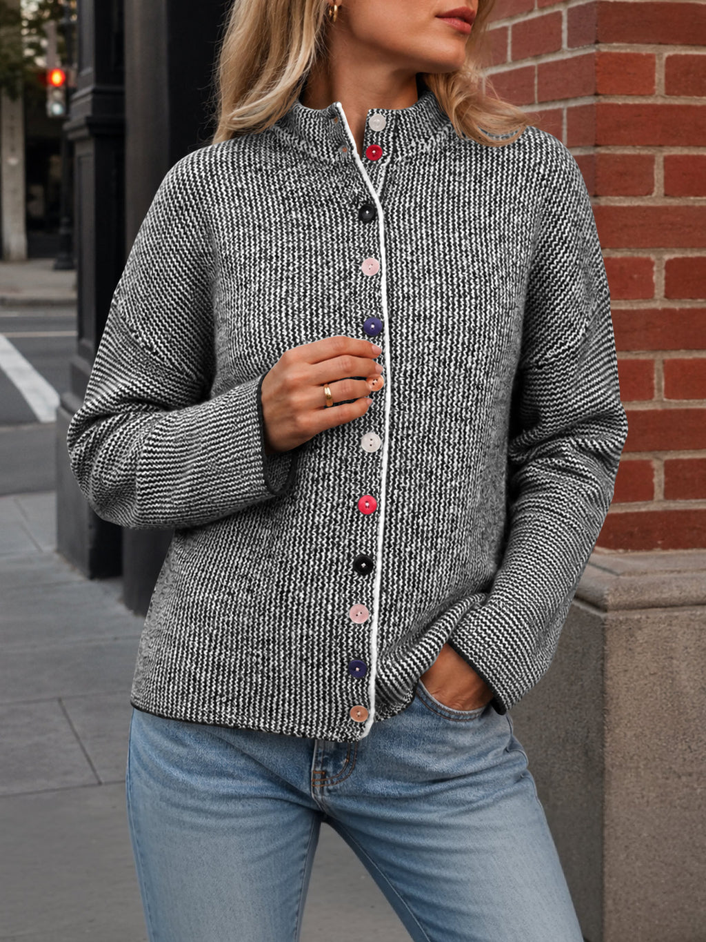 Saodimallsu Women Button Up Knit Sweater