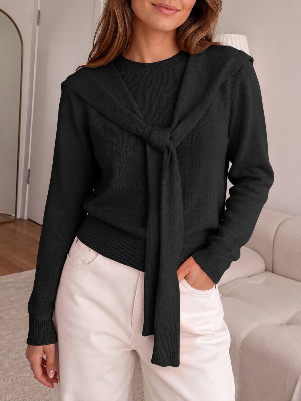 Saodimallsu Women Crew Neck Pullover Sweaters