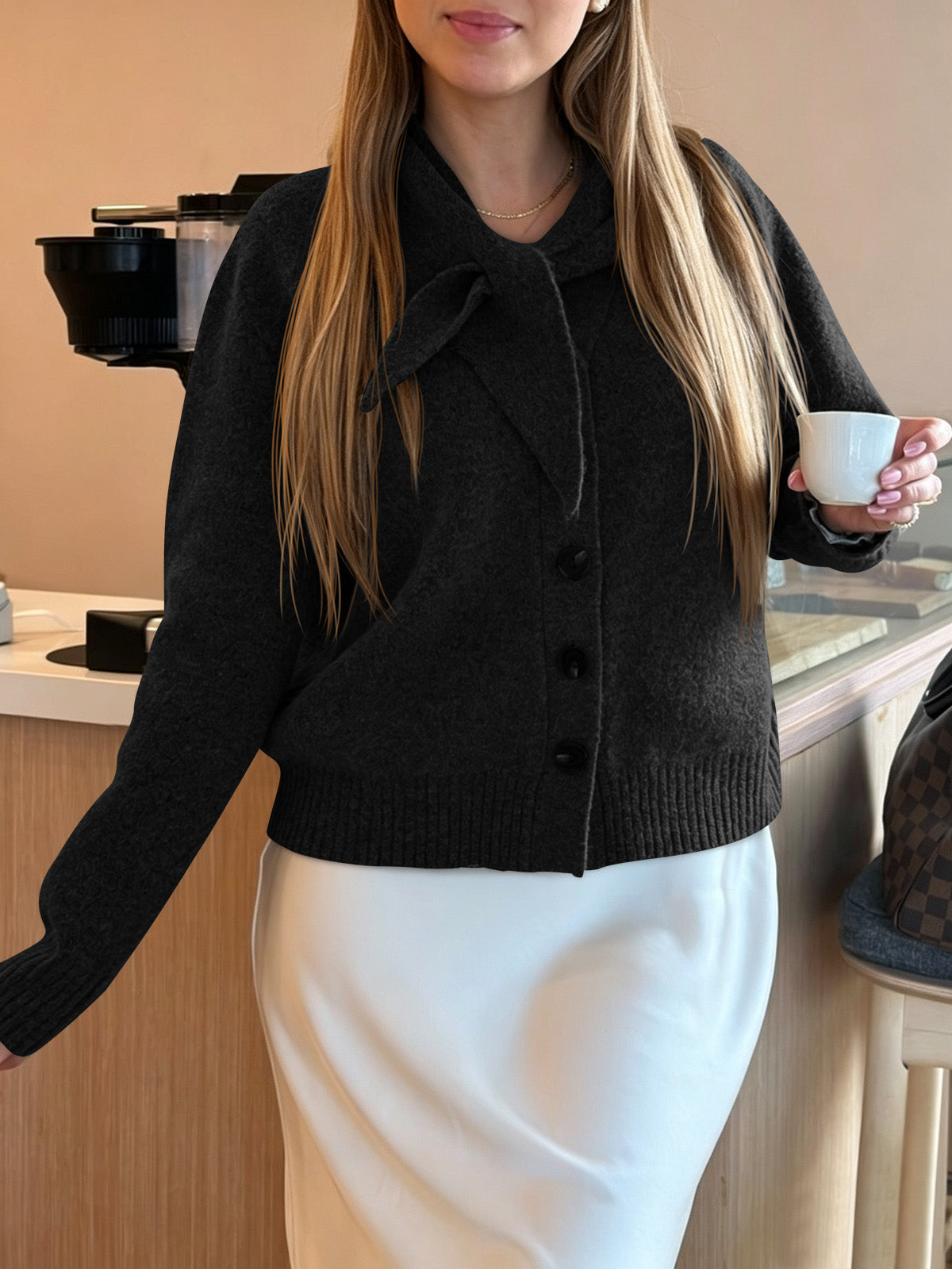 Saodimallsu Women Button Up Knit Cardigan
