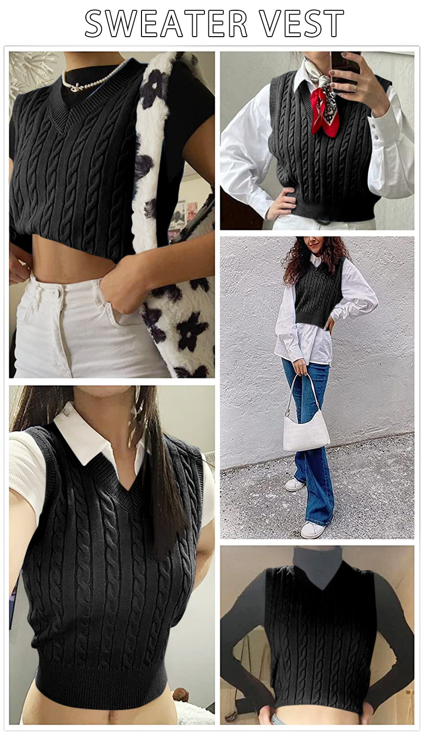 Saodimallsu Womens Cable Knit Sweater Vest