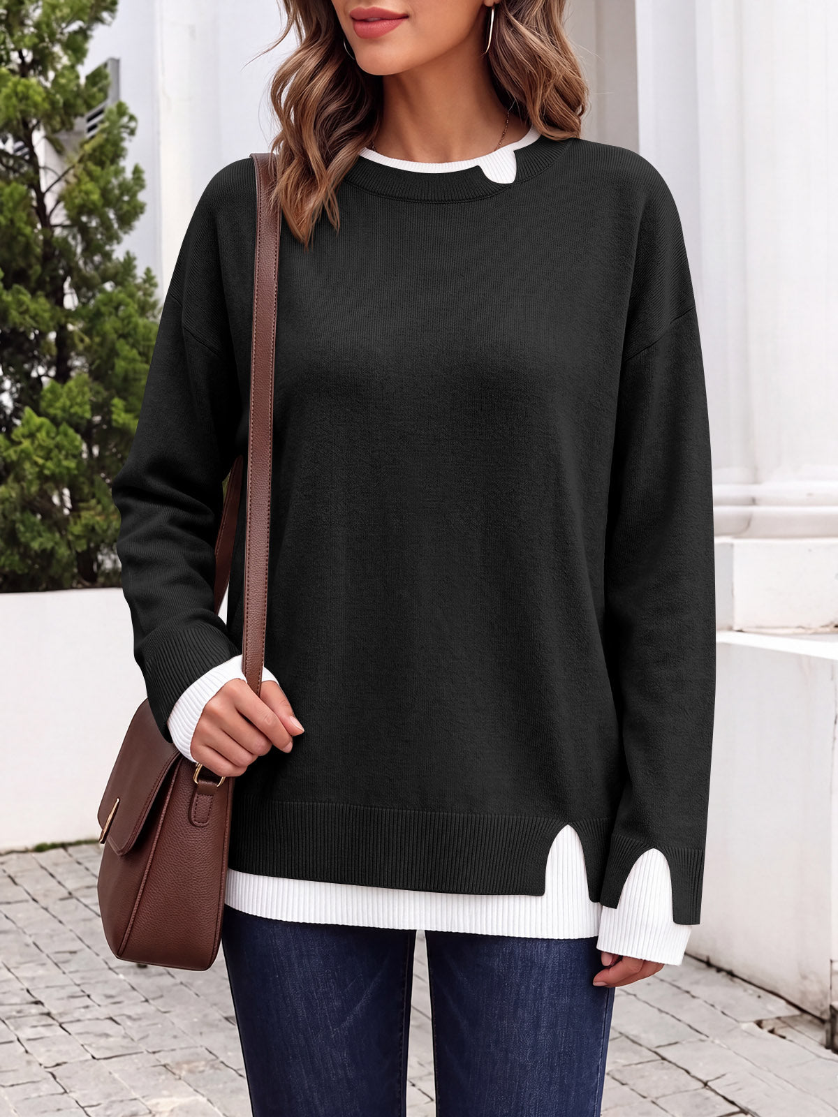 Saodimallsu Womens Fall Crewneck Pullover Sweater
