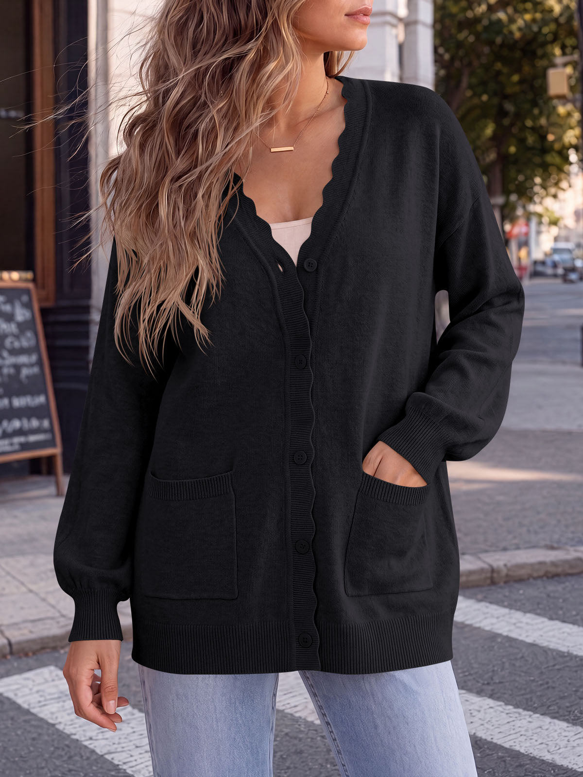 Saodimallsu Womens Oversized V Neck  Cardigan