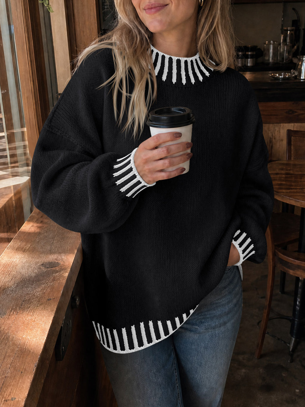 Saodimallsu Womens Chunky Mock Neck Sweater