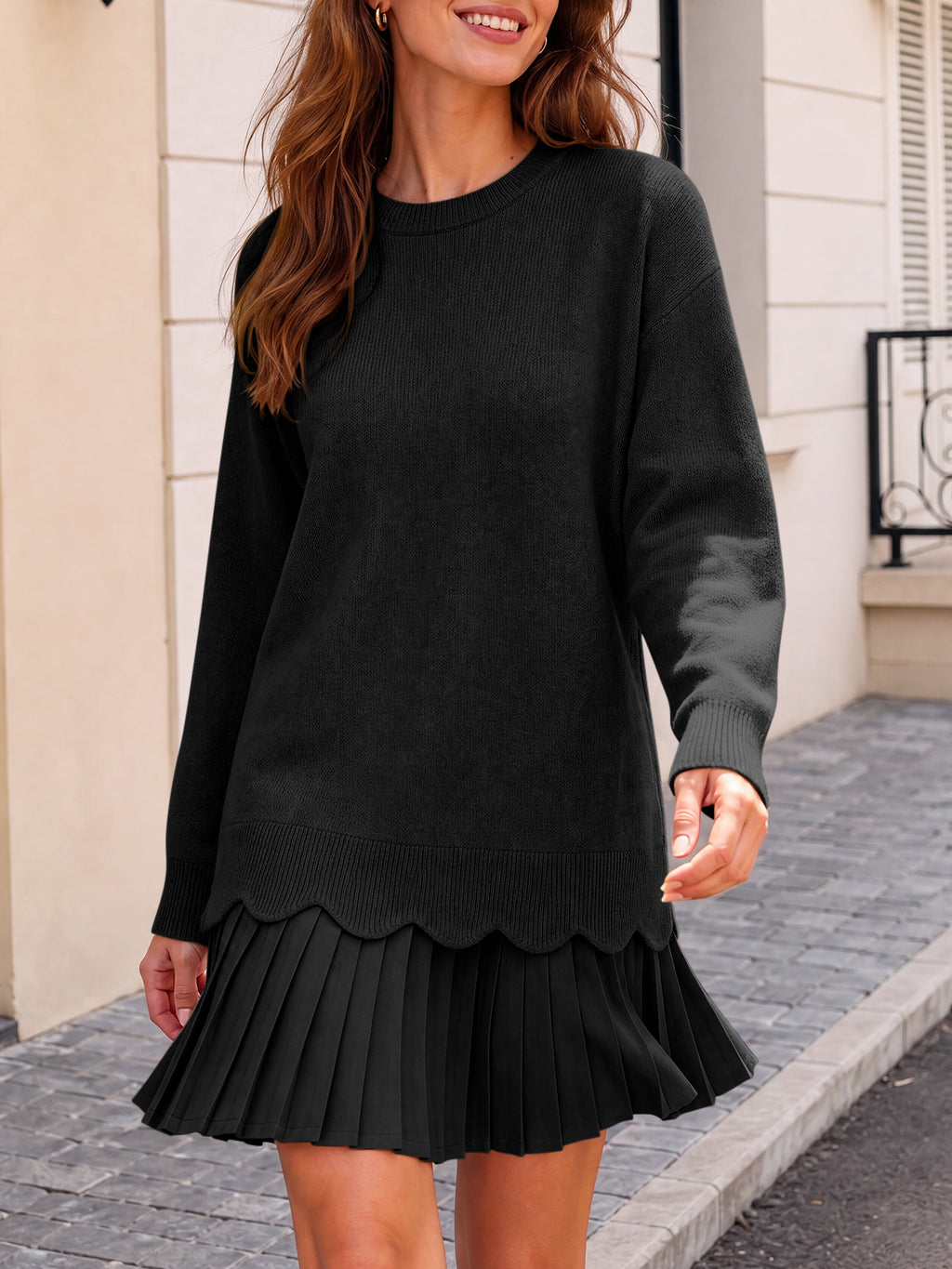 Saodimallsu Women Pleated Sweater Dress
