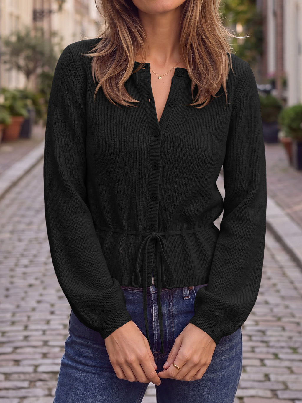 Saodimallsu Women Cropped Button Up Cardigan