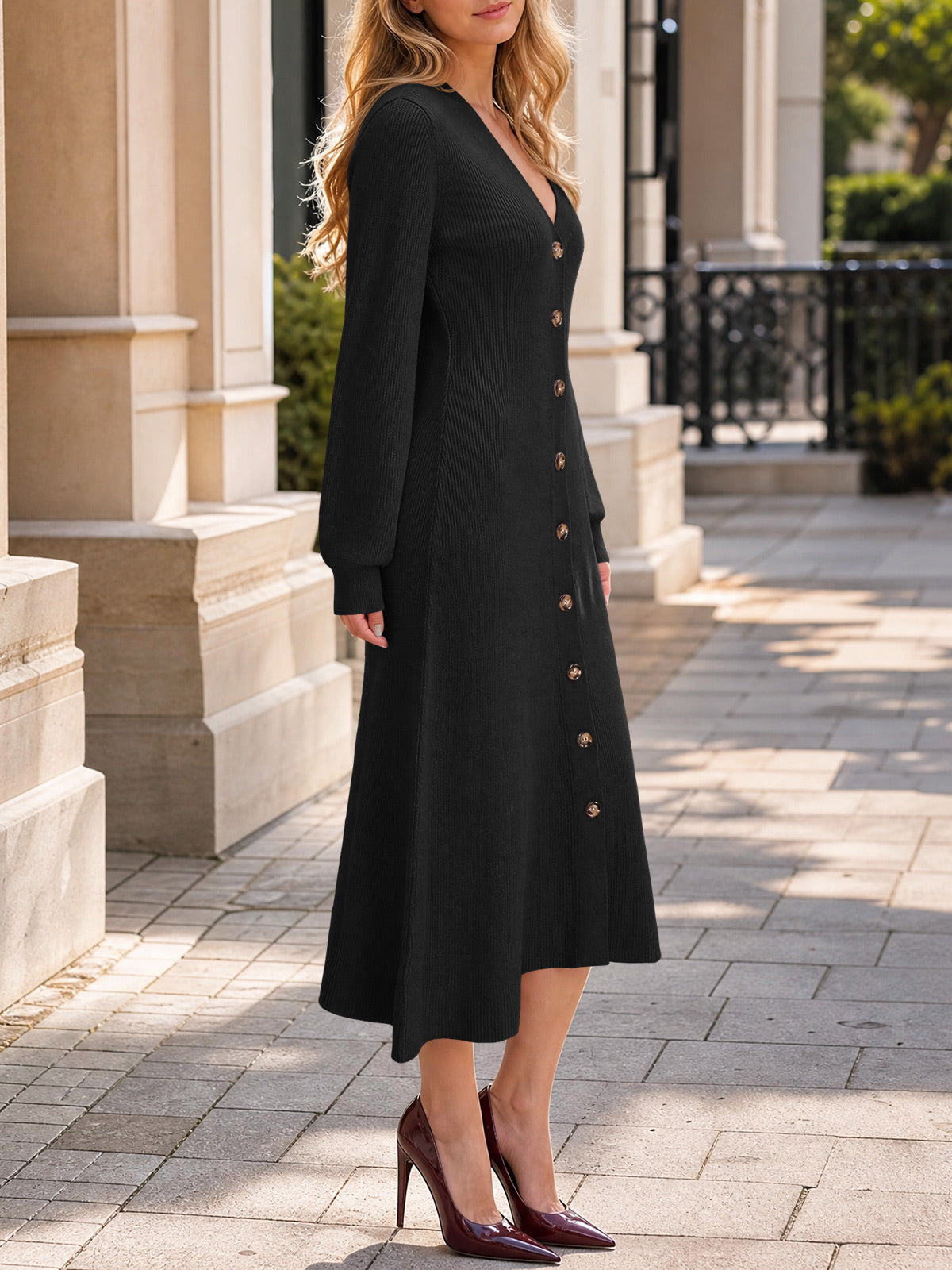 Saodimallsu Womens V Neck Sweater Dress