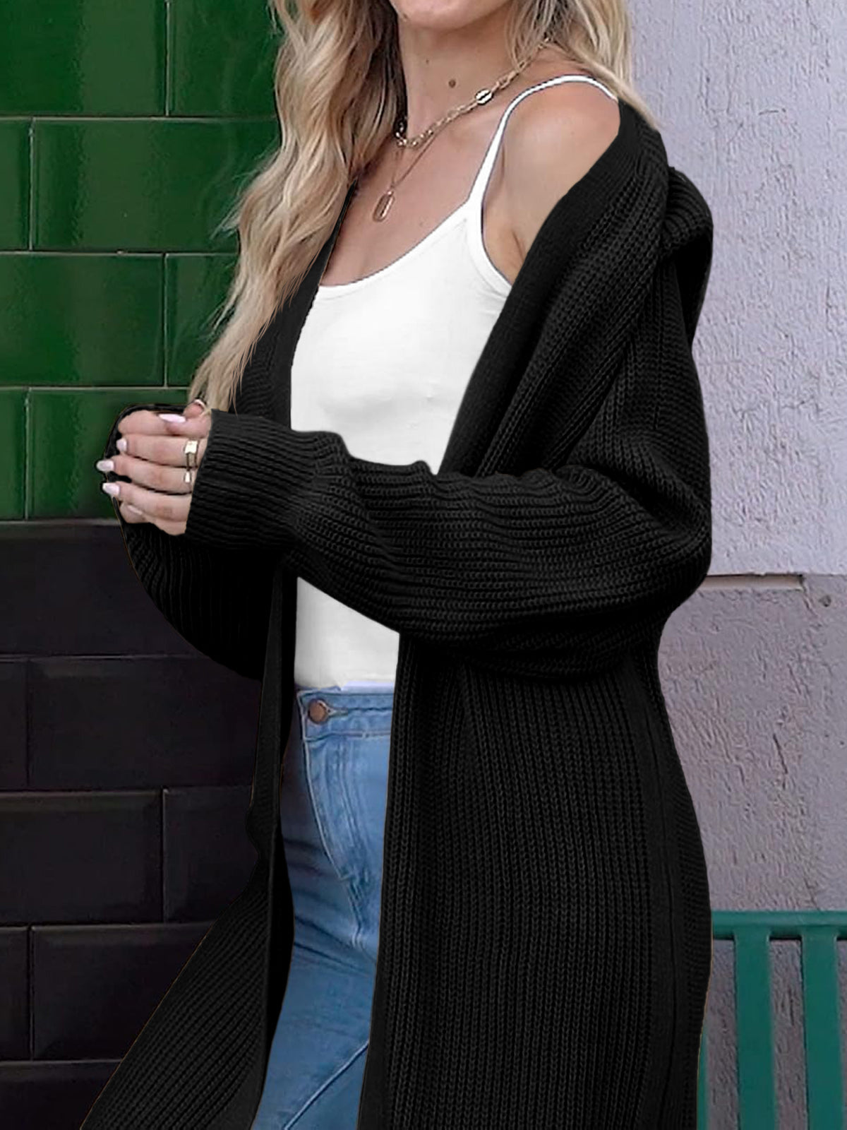 Saodimallsu Women Open Front Knit Cardigan