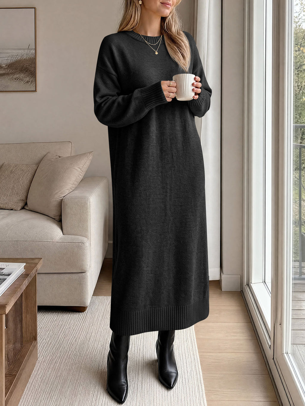 Saodimallsu Women Long Sleeve Maxi Sweater Dress