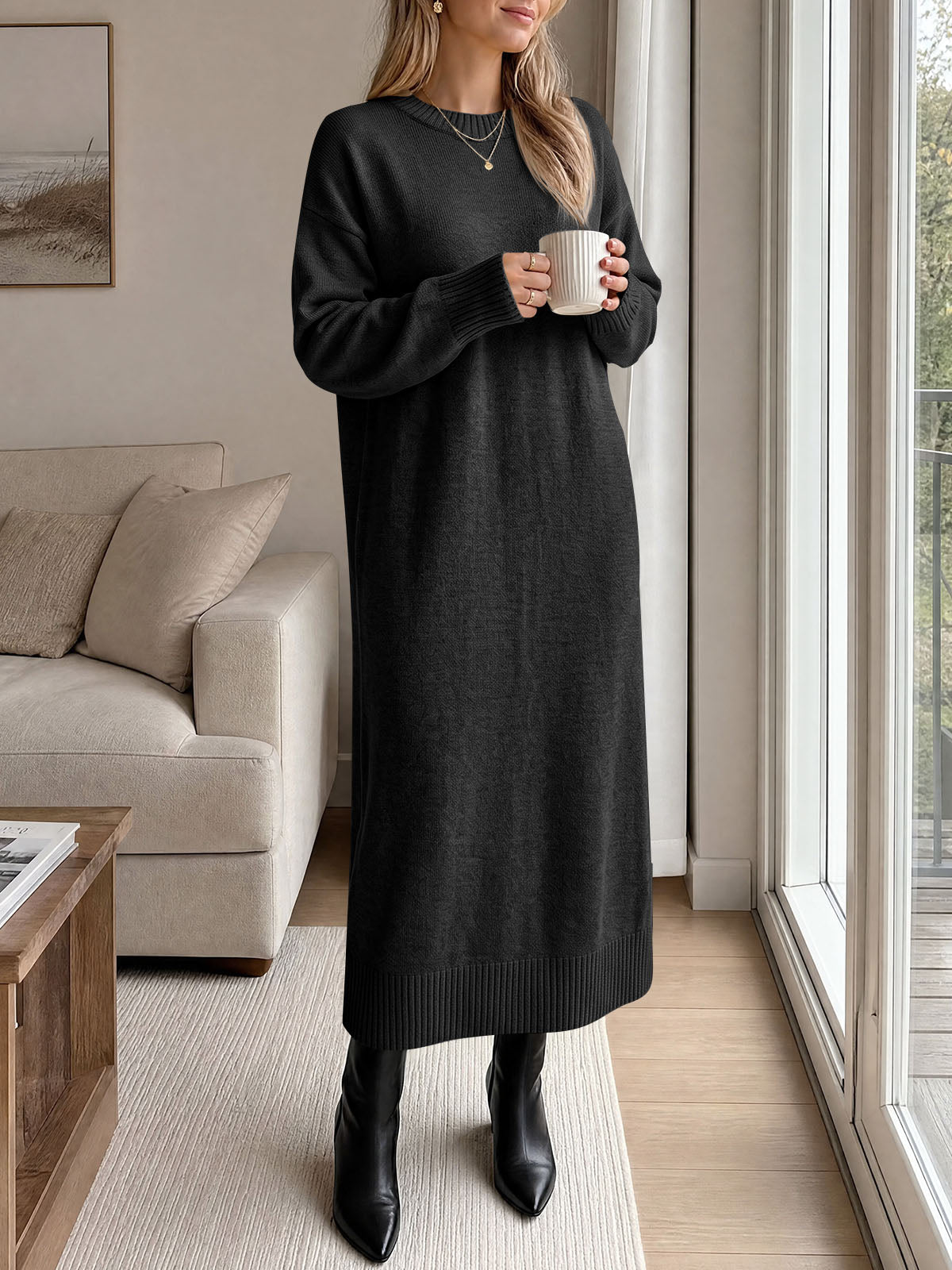 Saodimallsu Women Long Sleeve Maxi Sweater Dress