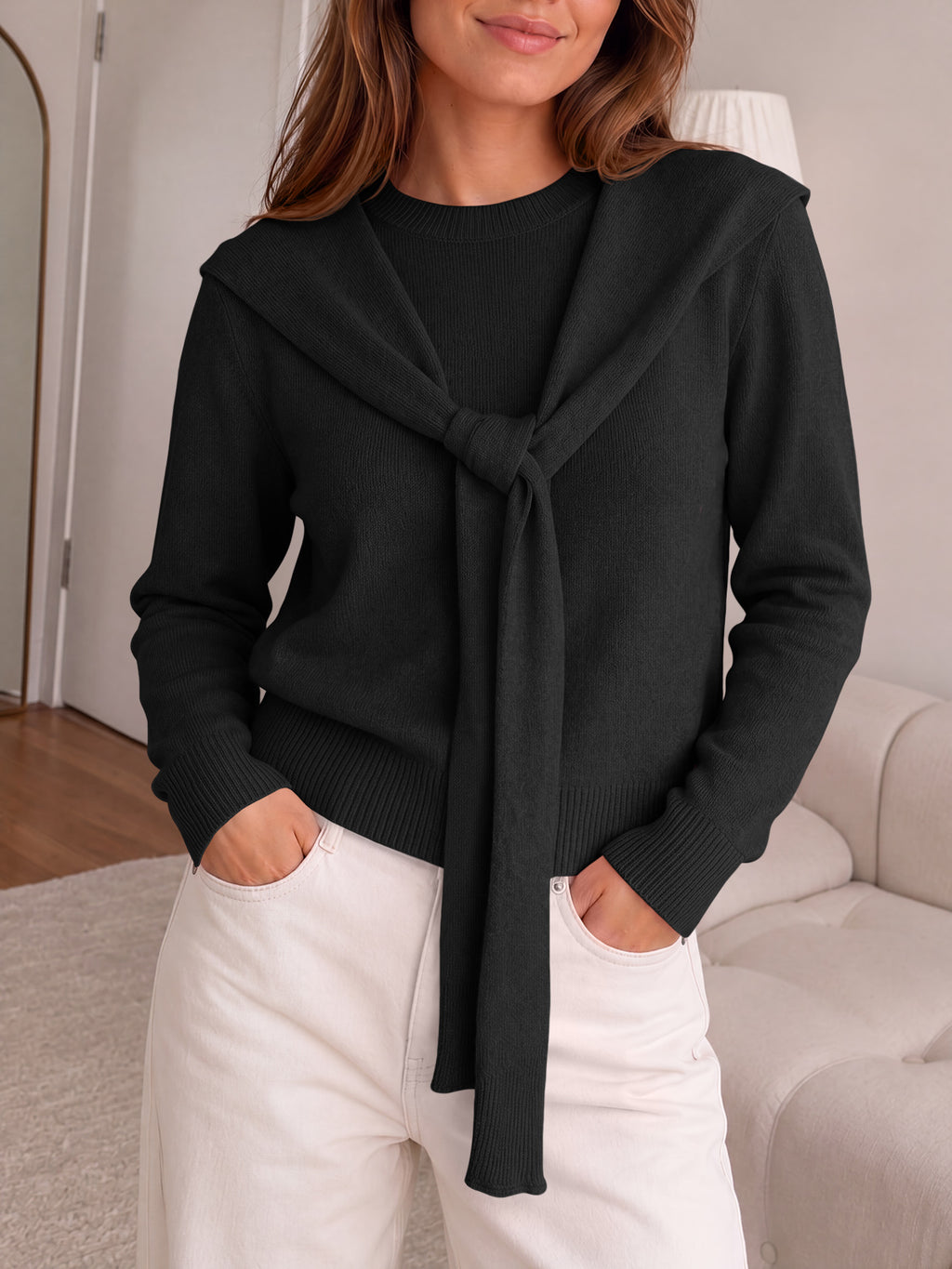 Saodimallsu Women Crew Neck Pullover Sweaters