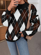 Saodimallsu Womens Oversized Argyle Fall Winter Sweater