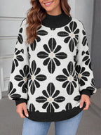 Saodimallsu Womens Floral Mock Neck Chunky Sweater