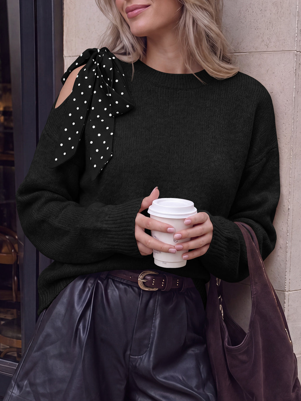 Saodimallsu Womens One Shoulder Sweater Tops