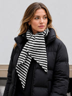 Saodimallsu Womens Striped Hooded Scarf Knit Hat